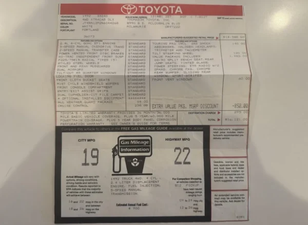 1992 Toyota Pickup XtraCab Deluxe 4×4 5-Speed